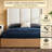 Modern Wingback Upholstered Bed with 2 Footboard Drawers, Queen, Beige Linen-1108092537-1108092539