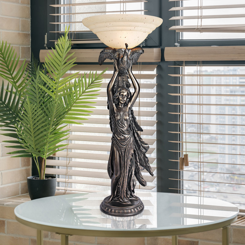 Peacock Goddess Torchiere Table Lamp
