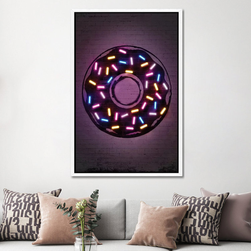 Donut by Octavian Mielu - Print on Canvas, 152.5 cm H x 101.5 cm W, White Framed