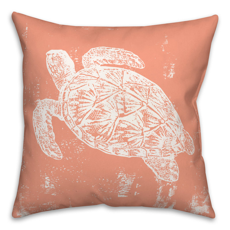  Stamp Turtle Square Pillow Cover & Insert, Orange