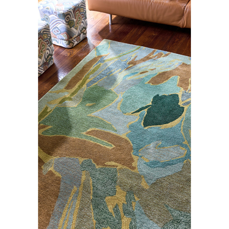 Saltillo Handmade Wool Abstract Area Rug, Forest, Rectangle 8'2 x 11'6