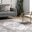Tapis lavable en machine Teo Medallion pour le salon, la chambre et la cuisine, gris clair / ivoire-1375306482