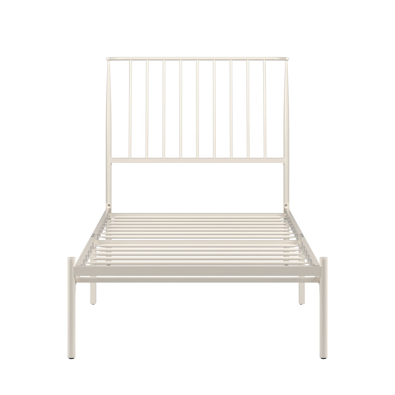 Lit en métal Aynsley, Simple, Blanc cassé