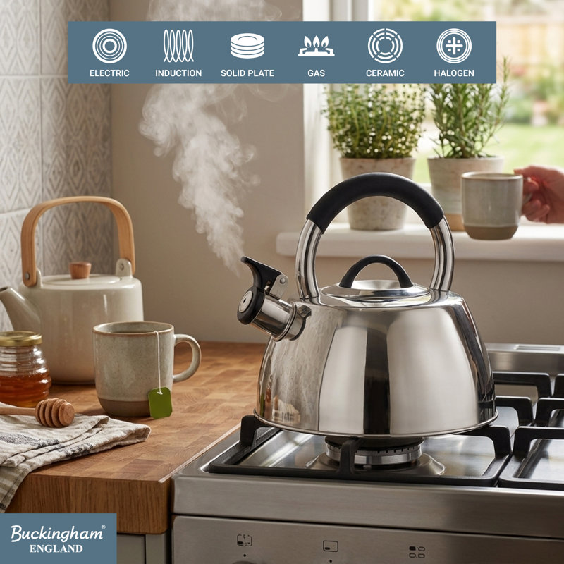 Buckingham Stainless Steel Stovetop Whistling Kettle Induction Compatible 2.6 Litres