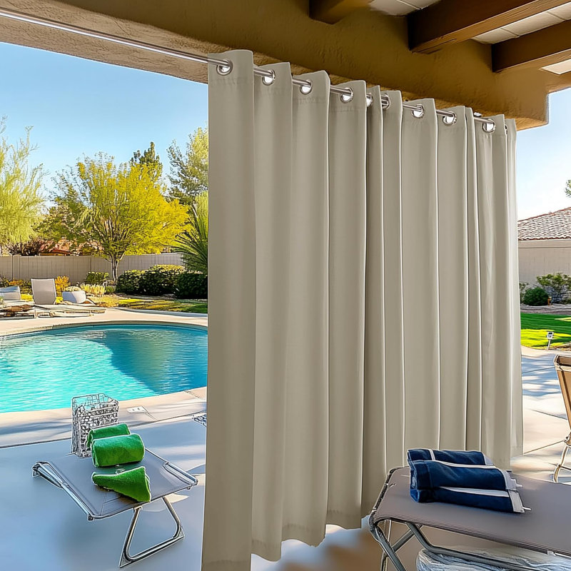 Waterproof Outside Curtains Premium Weatherproof Privacy Curtains, 54" W x 100" L, Light Gray