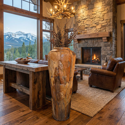 Handmade Solid Wood Floor Vase