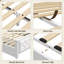   Lit tapissier avec cadre en bois, 4 tiroirs de rangement, cadre de lit moderne avec station de charge et lumières DEL, tête de lit incluse, grand / beige-108946936-108946933