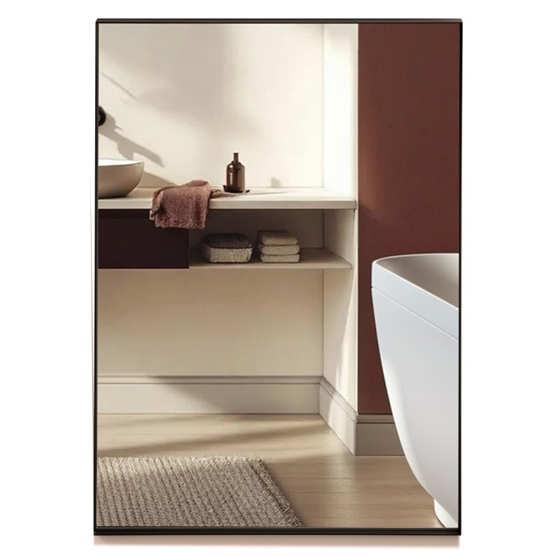 Mood Premium Rectangular Bathroom Mirror Framed Wall Mounted, Recessed Rectangle Frame Modern & Stylish, Matte Black