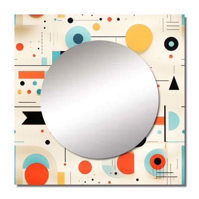 Retro Geometric Triangular Spheres Melody - Vintage Large Square Mirror Wall Decor For Bedroom