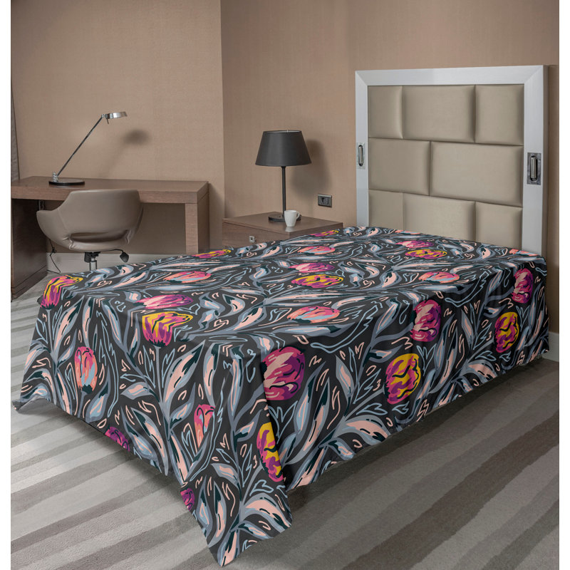 Ambesonne, drap plat floral pivoines, art botanique printanier, Drap plat pour lit simple TG