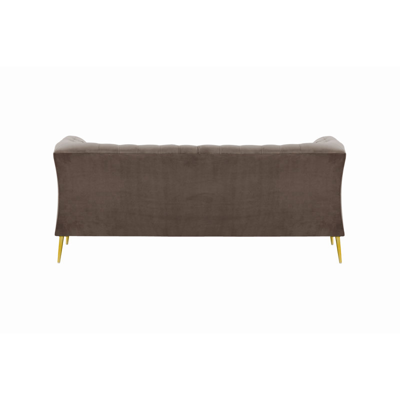 Burnham 2 Seater Velvet Sofa, 74cm H X 200cm W X 80cm D, Beige