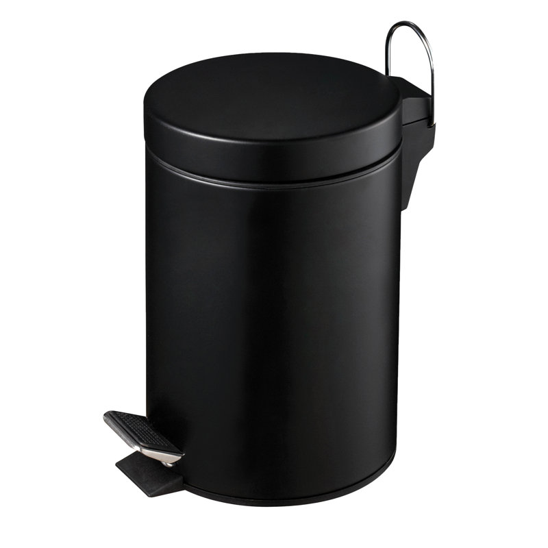 Steel Step On Kitchen Trash Can - 3L, Black