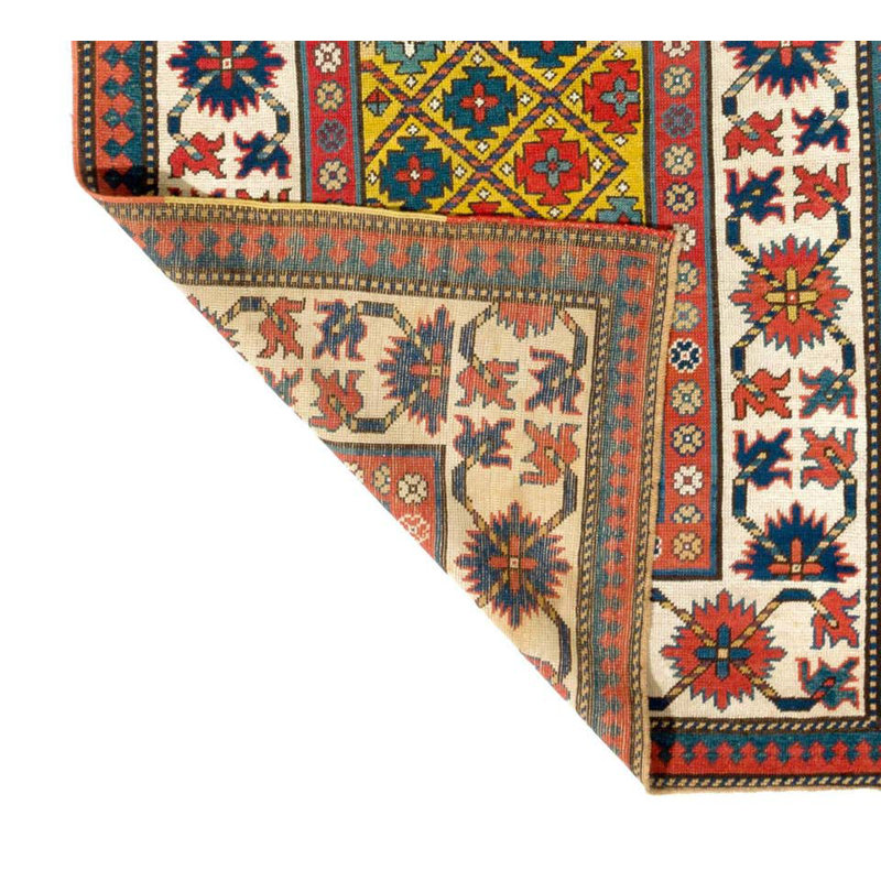 Tapis kazak antique de couleur blanche, Kazak, vers 1880