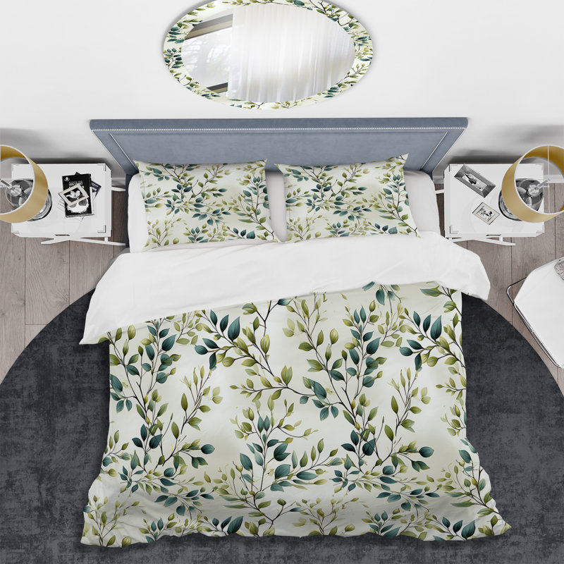 Tranquil Vines - Plants Duvet Cover Set - Microfiber Polyester, Queen Duvet Cover + 2 Standard Shams