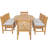 9 - Person Teak Wood Patio Dining Set with Round Table , Cushions Included