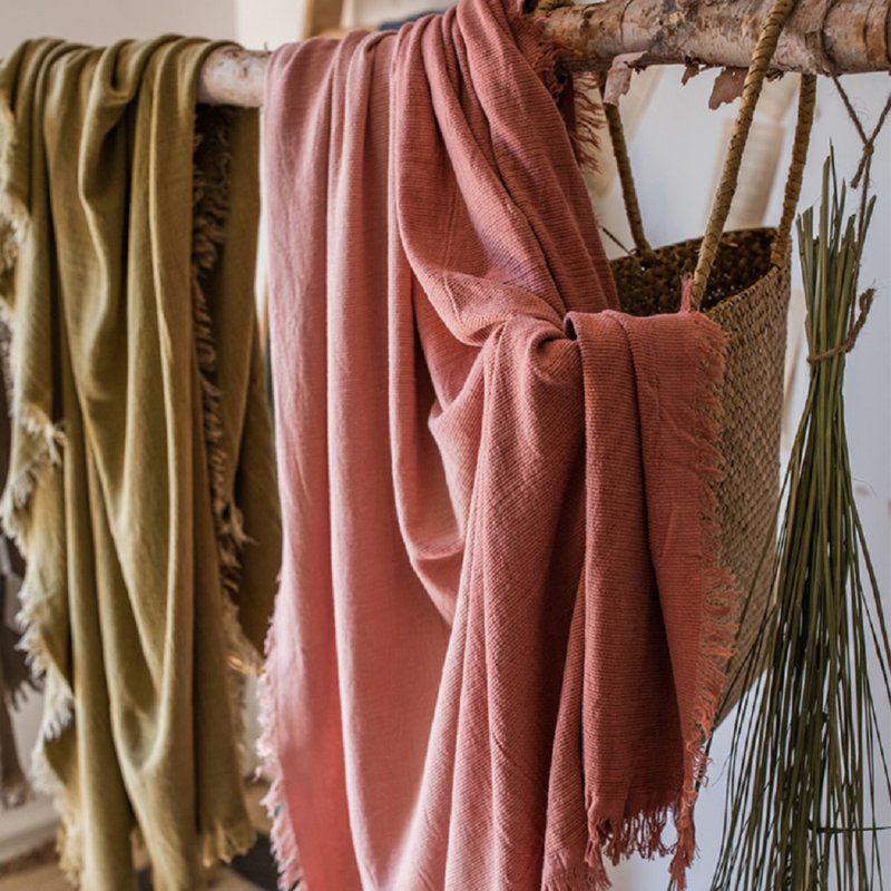 Hand Woven Throw Blanket, Pink