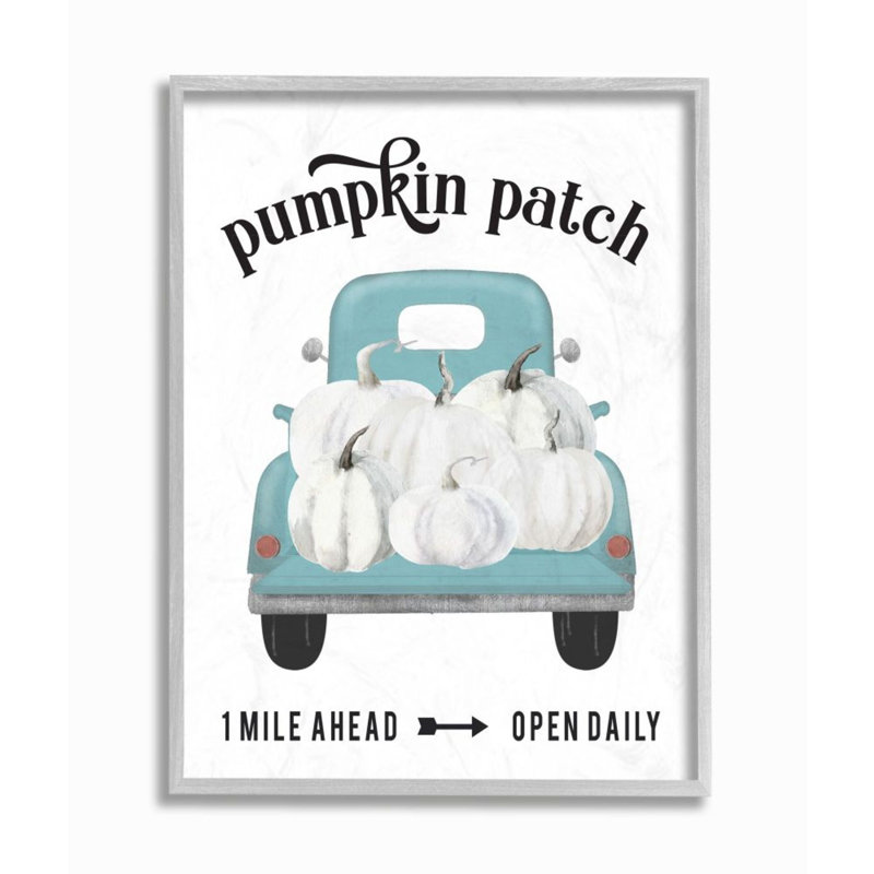 « citrouille patch truck automne automne saison design », art textuel, H 13 po x l 19 po, Plaque murale