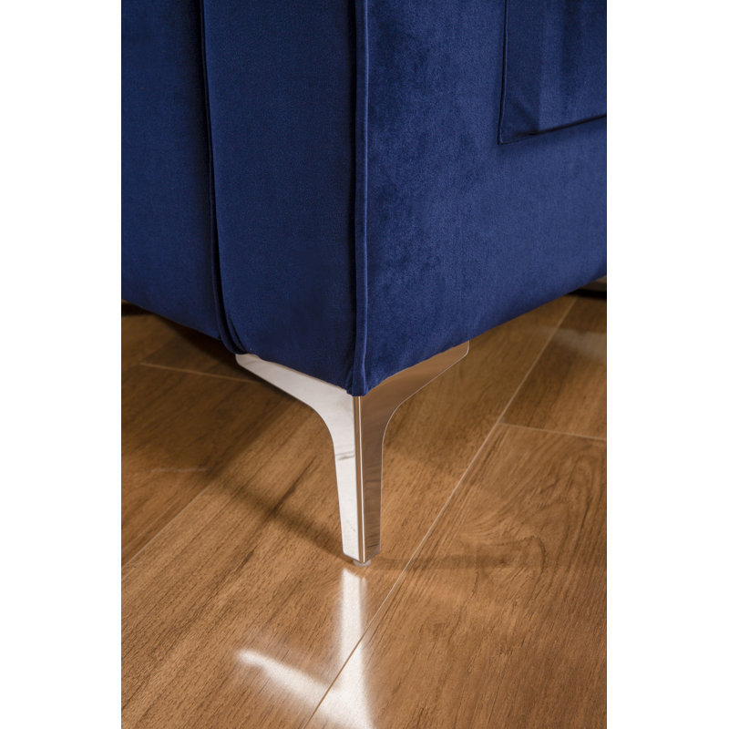 142" Wide Velvet Symmetrical Modular Corner Sectional, Blue