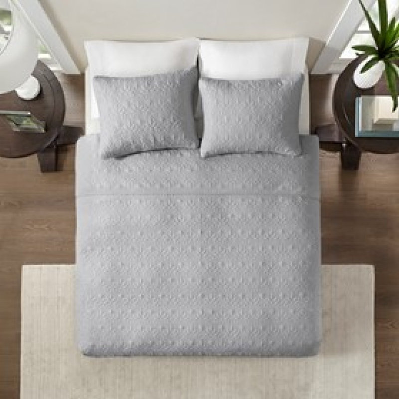 Ensemble de courtepointe réversible gris double / grand, Courtepointe grand + 2 taies d'oreiller, Gris