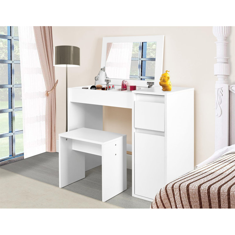 Nichol Dressing Table with Mirror, White