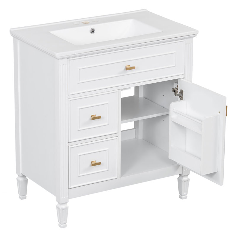 Meuble-lavabo 30 po avec lavabo, Blanc