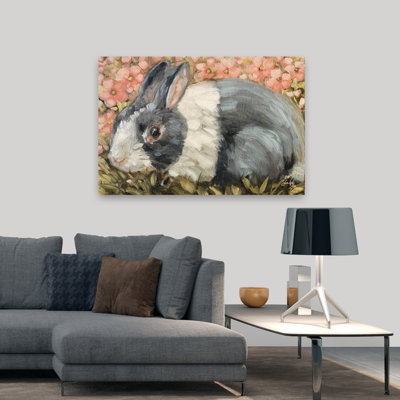 Cute As A Button Contemporary Rabbit Spring Flower Art