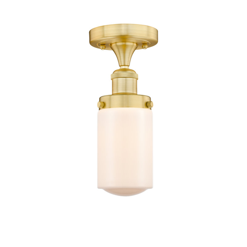 Erkson Glass Semi Flush Mount, Matte White, Satin Gold