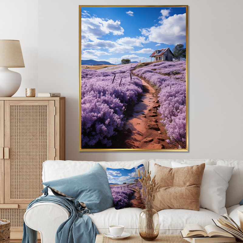 «Vietnam Dalat Countryside Lavender Field», reproduction d'art sur toile, H 44 po x l 34 po x P 1,5 po, Cadre flottant doré