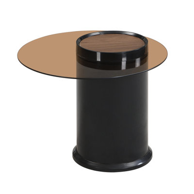 Round Nesting Coffee Table Set of 2 Coffee Table with Storage Drawer Black Plastic Center Table for Living Room Large 2756 Small 1969