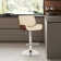 Cecillia Swivel Adjustable Height Barstool in Chrome, Walnut Wood and Faux Leather