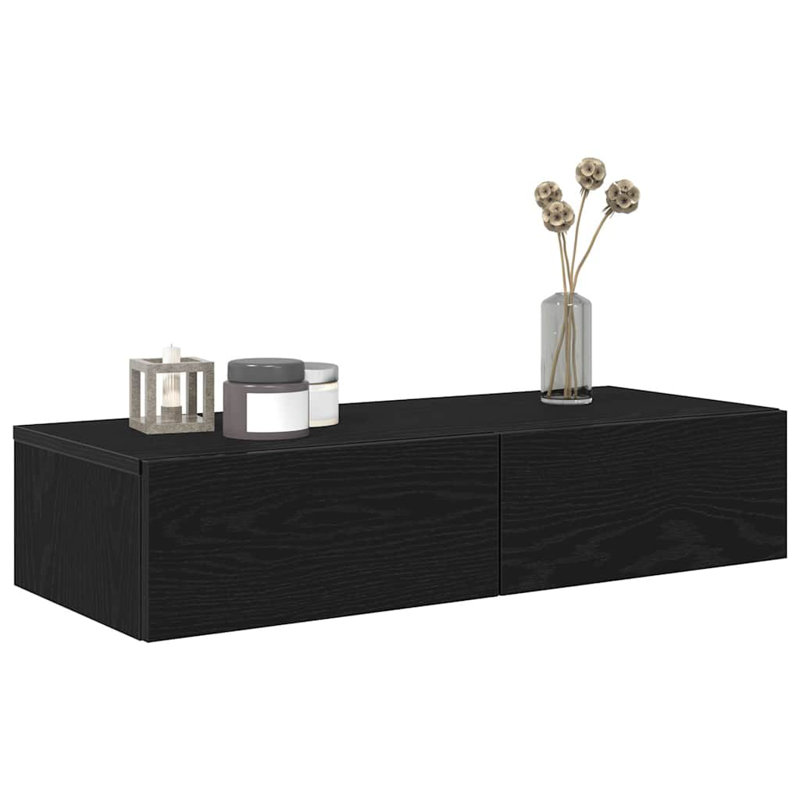 112-9 Wall Mounted Shelf, Black, 19cm H x 100cm W x 36cm D