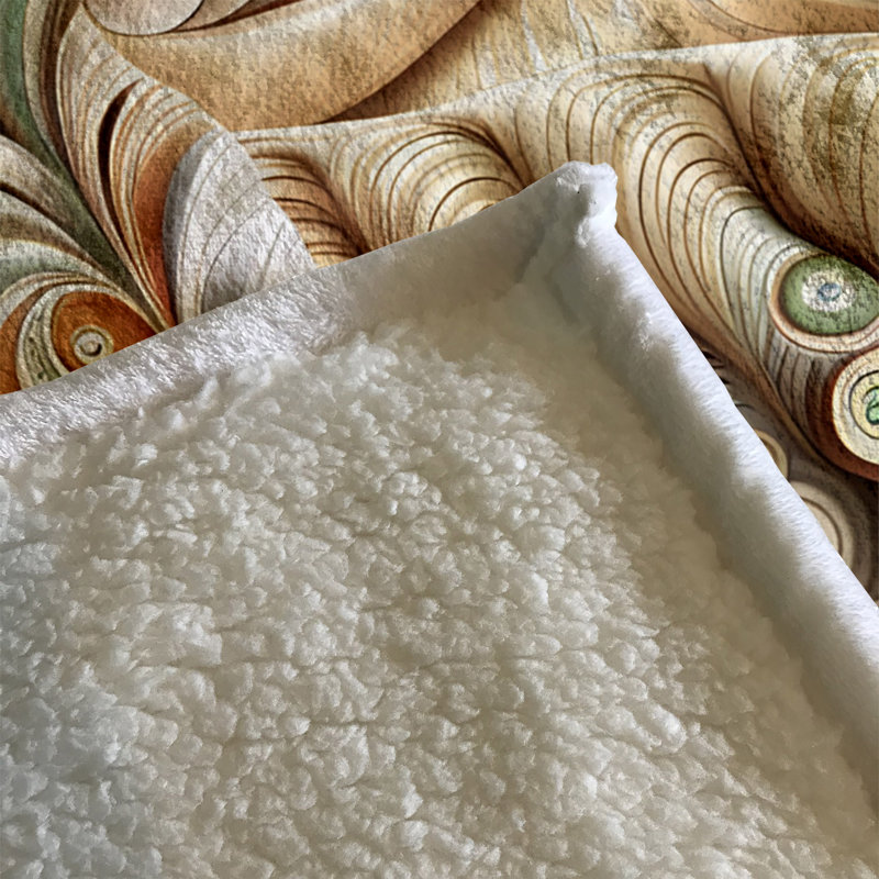 Throw Blanket, 68" W x 80" L, Abstract, Tan/Green/Blue