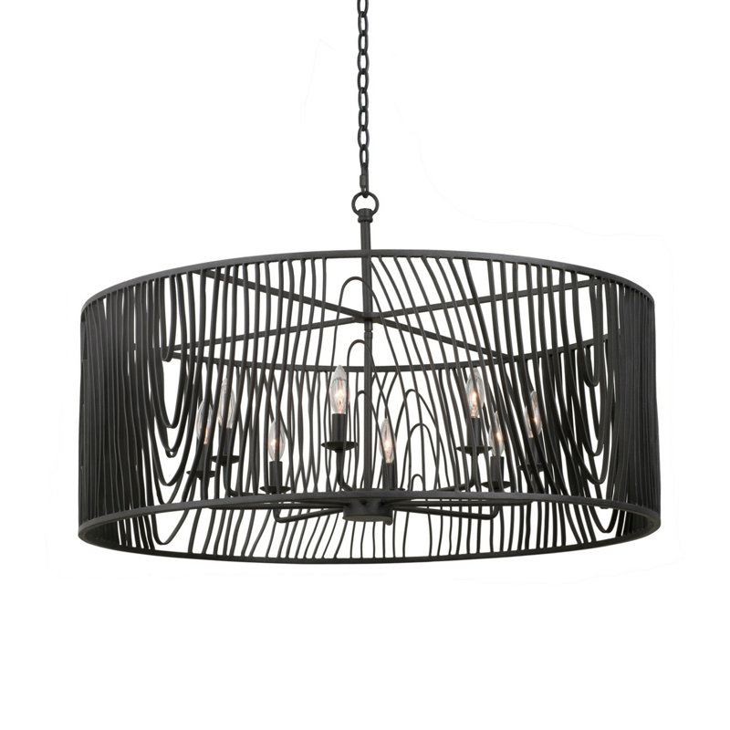 Lustre en fer noir Morre 8 LT Kalco, 8