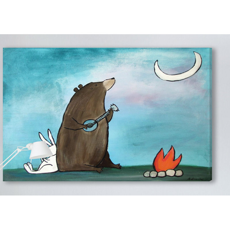 « camp chansons » par andrea doss, reproduction d’art sur toile tendue, H 30 po x l 45 po x P 1,5 po