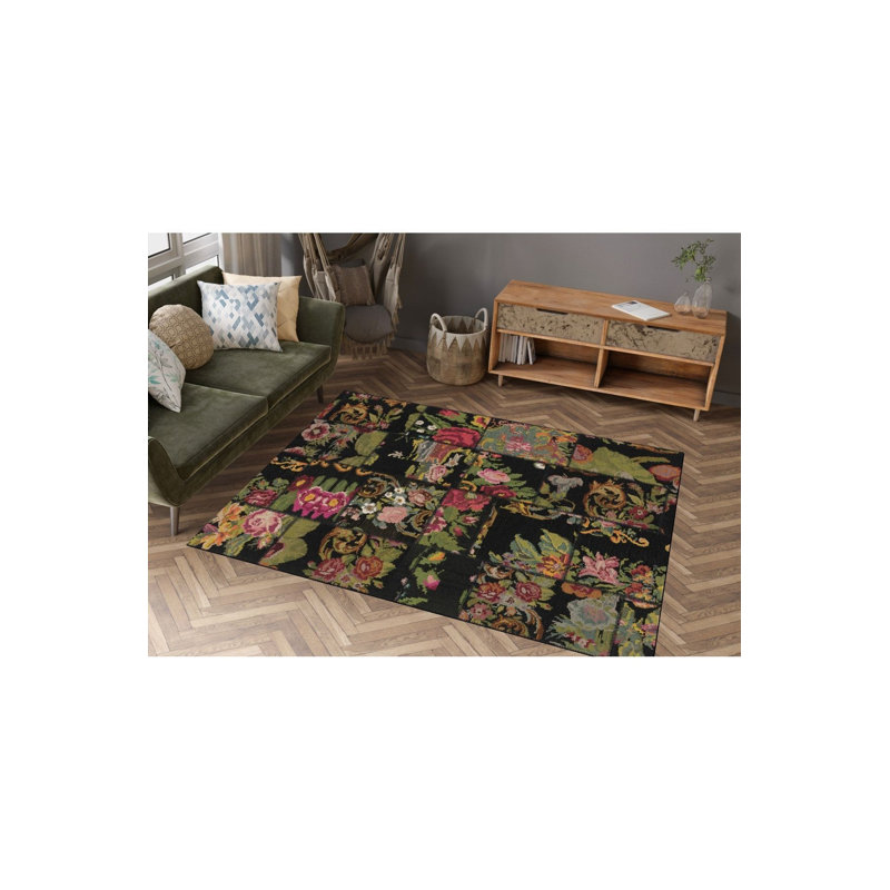 Karabakh Pattern Woven Base Machine Washable Rug, Runner 2'8" x 7'11"  Rug Pad Included