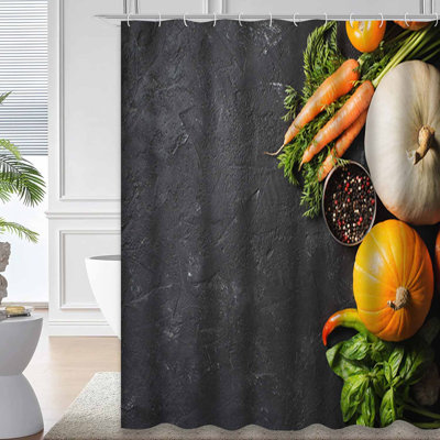 Rideau de douche noir imperméable, rideaux de douche pour la salle de bain avec 12 crochets