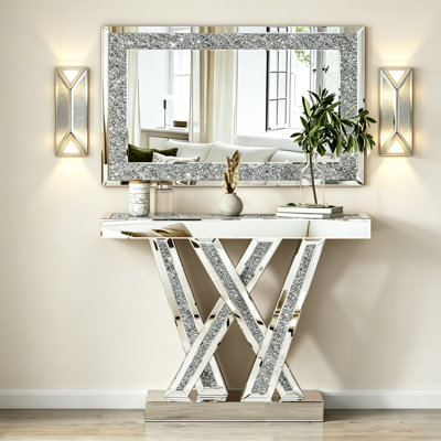 Console Table And Wall Mirror And Wall Sconces Set