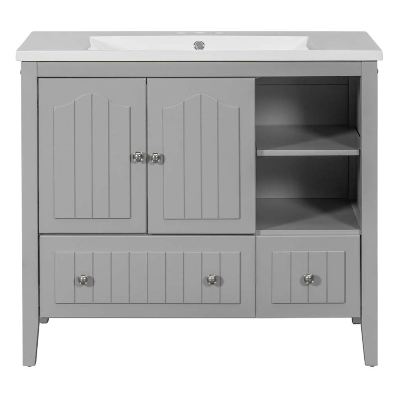 36 meuble-lavabo simple avec lavabo, gris