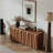 Mid-Century Sideboard with 3D Triangular Doors and Floating Base
