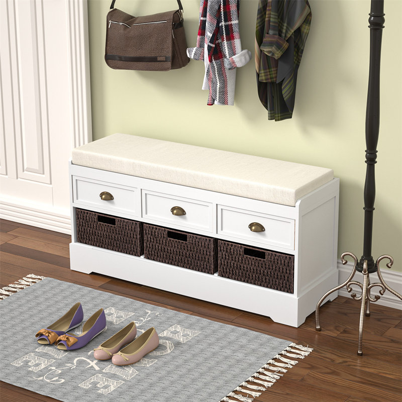 Banc de rangement avec tiroirs Maribelle, Blanc