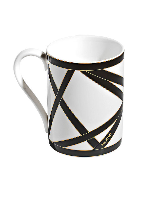 Missoni Mug Cup NASTRI In Luxury Box Multicolor Diam. 3", H 3.9", Cap. 12.5 Oz, Black