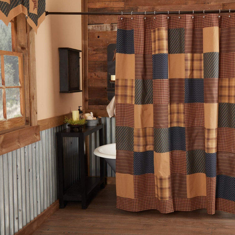 183 x 183 cm Shower Curtain, Cotton, Deep Red for Bathroom