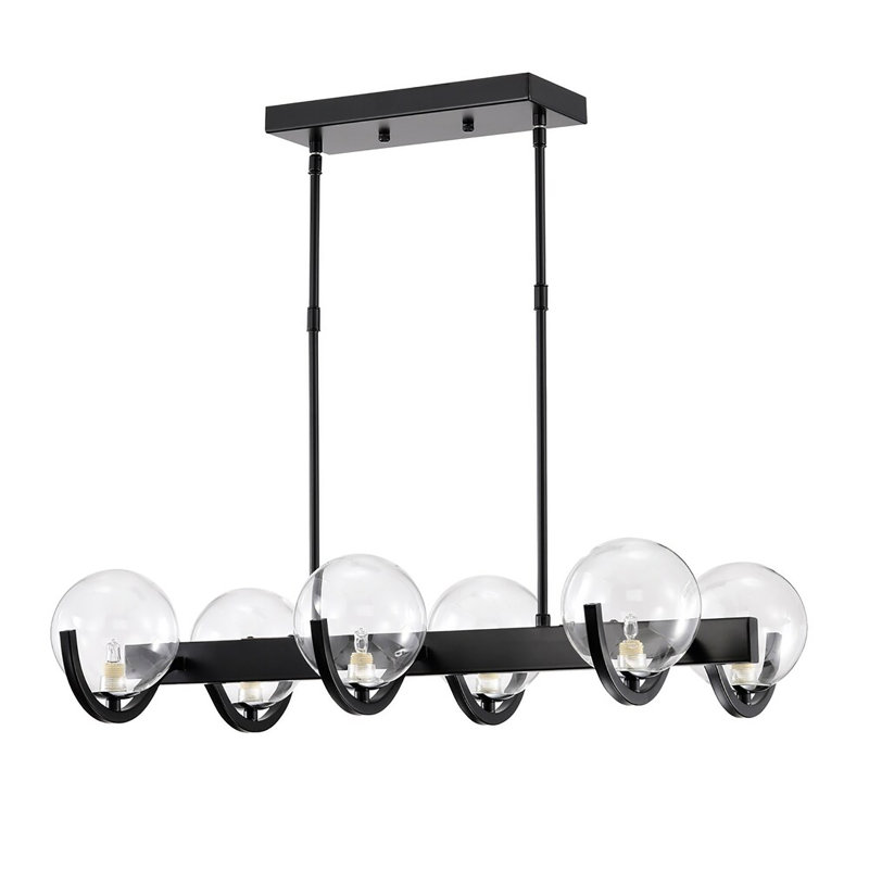 Lustre linéaire moderne à 6 lumières avec abat-jour