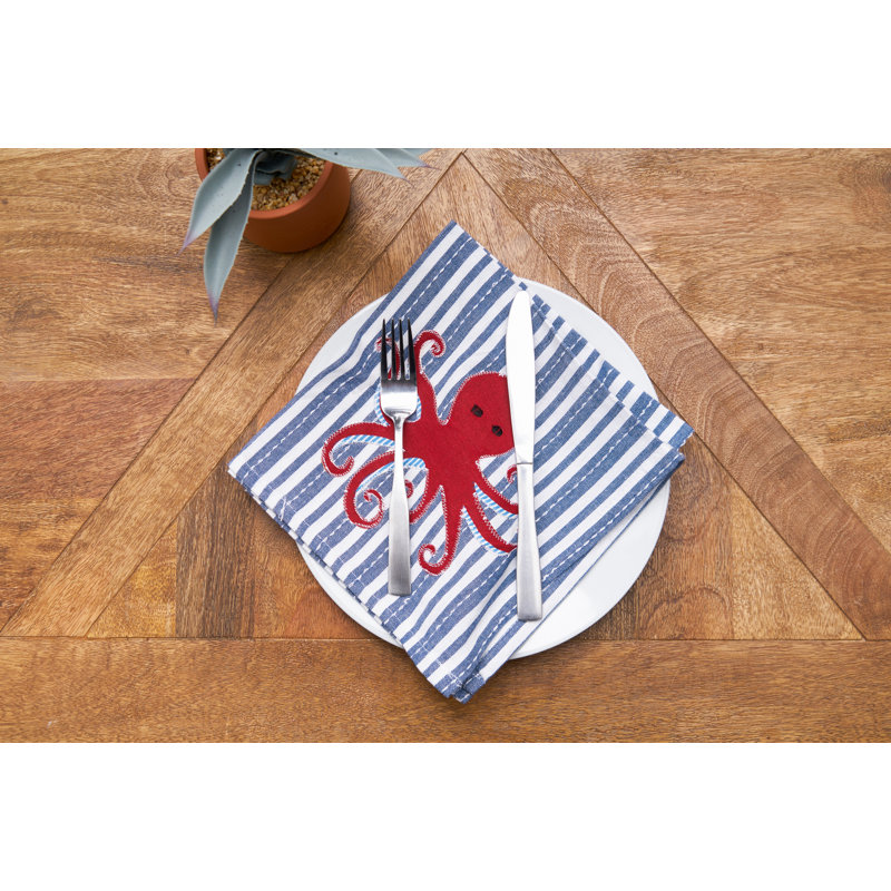 Serviette en coton Misty Octopus 18 po