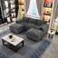 Canapé modulaire 86,5 po en forme de U avec poches de rangement 2 repose-pieds mobiles en chenille 5 places-465828017