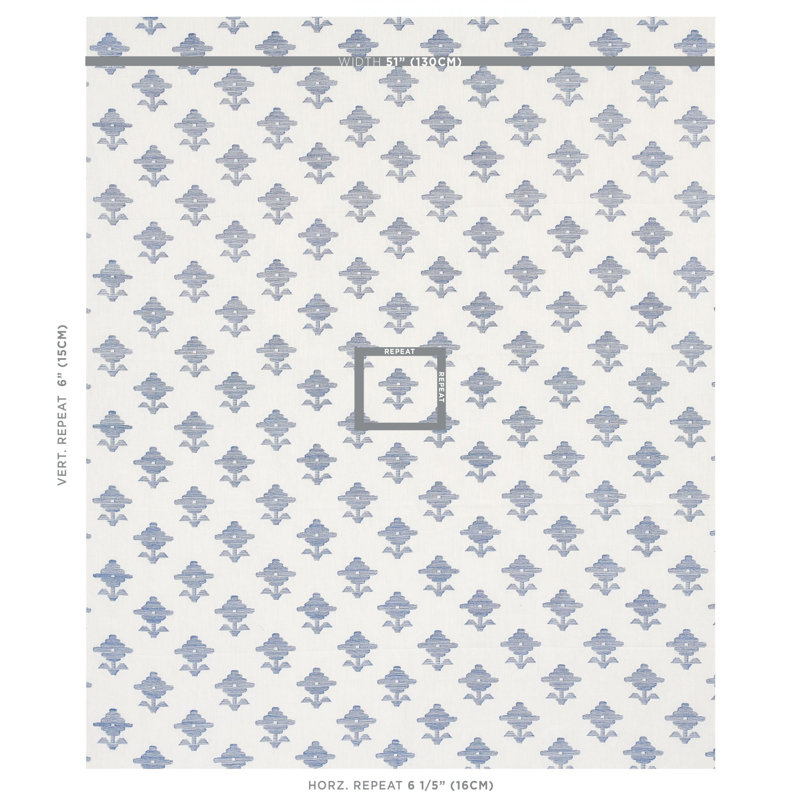 Rubia Embroidery Fabric, Blue