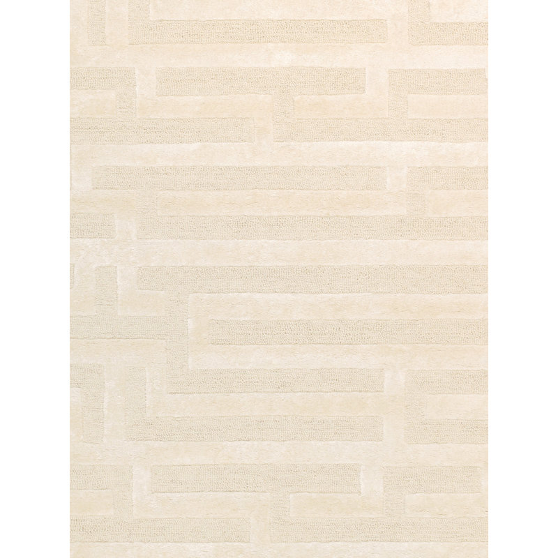 Off-White Hand-Tufted Wool and Viscose Rectangular Accent Rug