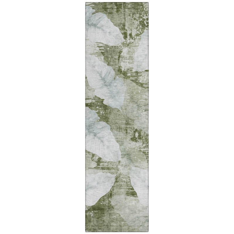 Machine Washable Indoor/Outdoor Arline ACN2172 Floral Rug, Runner 2'3" x 7'6"
