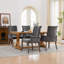 Chaise de salle à manger rembourrée en tissu chenille, fauteuil d'appoint capitonné à dossier haut avec pieds incurvés en bois massif, capacité de charge de 136 kg pour salle à manger, cuisine et bureau (chaise simple)-1620168830