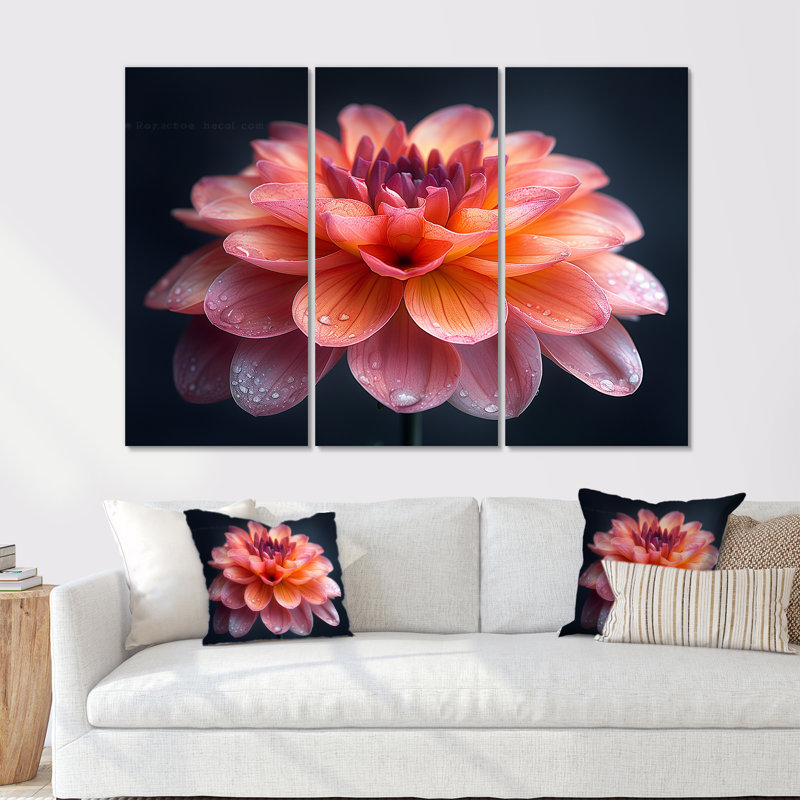 Ensemble de décorations murales roses et orange, H 40 po x l 60 po x P 1 po